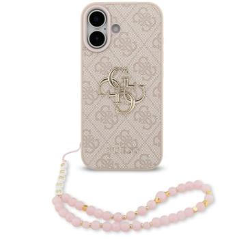 Guess PU 4G Metal Logo Strap Apple iPhone 17 hátlap tok karpánttal, rózsaszín kép