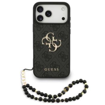Guess PU 4G Metal Logo Strap Apple iPhone 17 Pro hátlap tok karpánttal, fekete kép