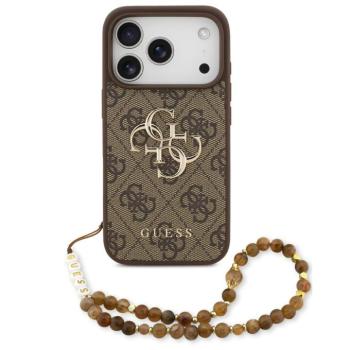 Guess PU 4G Metal Logo Strap Apple iPhone 17 Pro Max hátlap tok karpánttal, barna kép