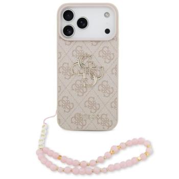 Guess PU 4G Metal Logo Strap Apple iPhone 17 Pro Max hátlap tok karpánttal, rózsaszín kép