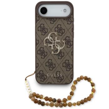 Guess PU 4G Metal Logo Strap Apple iPhone Air (2025) hátlap tok karpánttal, barna kép