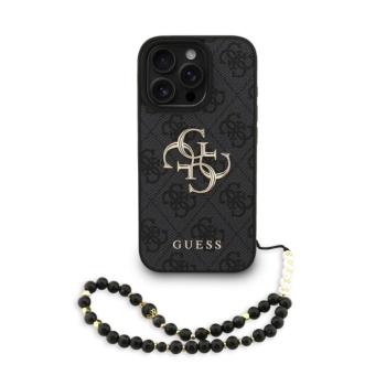 Guess PU 4G Metal Logo Strap iPhone 16 Pro Max hátlap tok, fekete kép