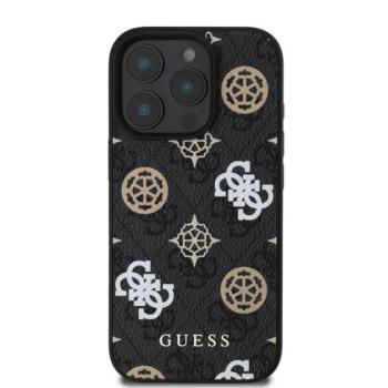 Guess PU 4G Peony Apple iPhone 16 Pro Magsafe kompatibilis hátlap tok, fekete kép