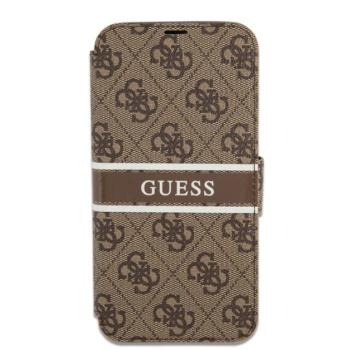 Guess PU 4G Printed Stripe Apple iPhone 13 Pro flip tok, barna kép