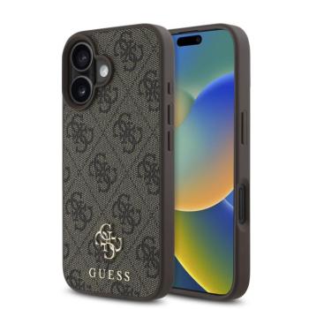 Guess PU 4G Small Metal Logo Apple iPhone 16 Pro MagSafe hátlap tok, barna kép