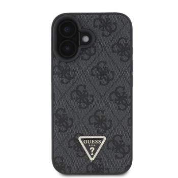 Guess PU 4G Strass Triangle Metal Logo Apple iPhone 16 hátlap tok Crossbody pánttal, fekete kép