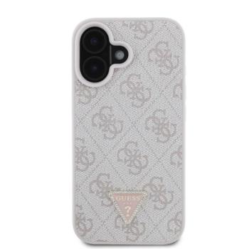 Guess PU 4G Strass Triangle Metal Logo Apple iPhone 16 hátlap tok, rózsaszín kép