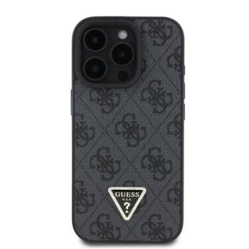 Guess PU 4G Strass Triangle Metal Logo Apple iPhone 16 Pro Max hátlap tok, fekete kép