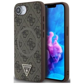 Guess PU 4G Strass Triangle Metal Logo Apple iPhone 16e MagSafe hátlap tok, barna kép