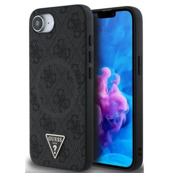 Guess PU 4G Strass Triangle Metal Logo Apple iPhone 17e / iPhone 16e MagSafe hátlap tok, fekete kép