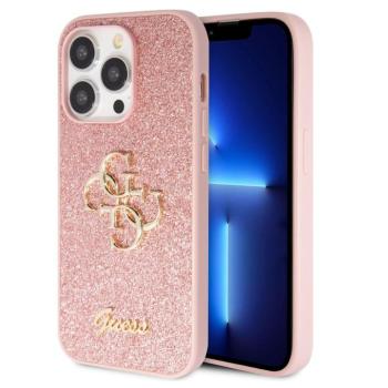 Guess PU Fixed Glitter 4G Metal Logo Apple iPhone 15 Pro hátlap tok, rózsaszín kép
