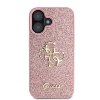 Guess PU Fixed Glitter 4G Metal Logo Apple iPhone 16 hátlap tok, rózsaszín kép