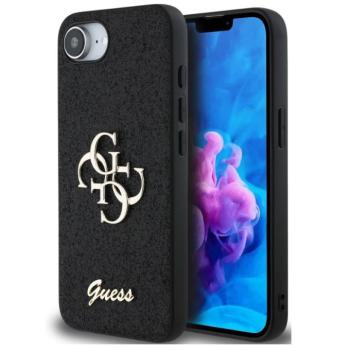 Guess PU Fixed Glitter 4G Metal Logo Apple iPhone 16e hátlap tok, fekete kép