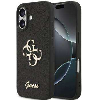 Guess PU Fixed Glitter 4G Metal Logo Apple iPhone 17 hátlap tok, fekete kép