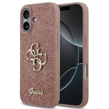 Guess PU Fixed Glitter 4G Metal Logo Apple iPhone 17 hátlap tok, rózsaszín kép