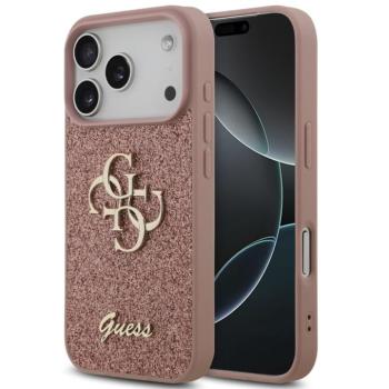Guess PU Fixed Glitter 4G Metal Logo Apple iPhone 17 Pro Max hátlap tok, rózsaszín kép