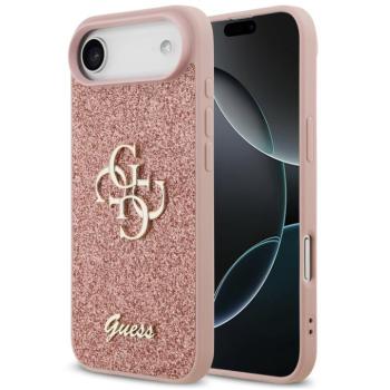 Guess PU Fixed Glitter 4G Metal Logo Apple iPhone Air (2025) hátlap tok, rózsaszín kép