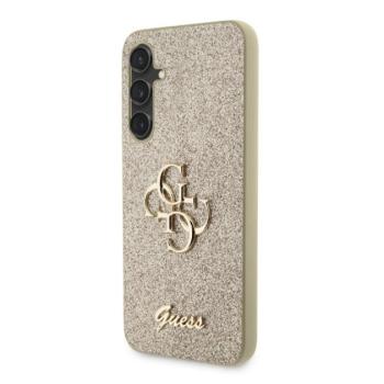 Guess PU Fixed Glitter 4G Metal Logo Samsung Galaxy S23 FE hátlap tok, arany kép