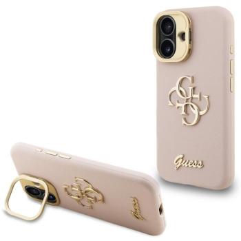 Guess PU Grained 4G Logo Stand Camera Frame iPhone 16 hátlap tok kitámasztóval, rózsaszín kép