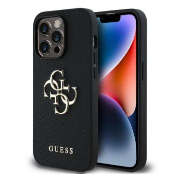 Guess PU Grained 4G Metal Logo Apple iPhone 14 Pro hátlap tok, fekete kép