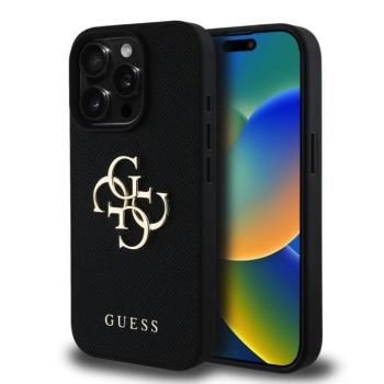 Guess PU Grained 4G Metal Logo Apple iPhone 16 Pro Max hátlap tok, fekete kép