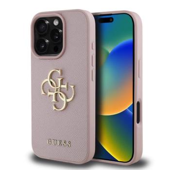 Guess PU Grained 4G Metal Logo Apple iPhone 16 Pro Max hátlap tok, rózsaszín kép
