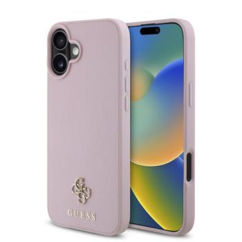 Guess PU Grained 4G Small Metal Logo Apple iPhone 16 Plus Magsafe kompatibilis hátlap tok, rózsaszín kép
