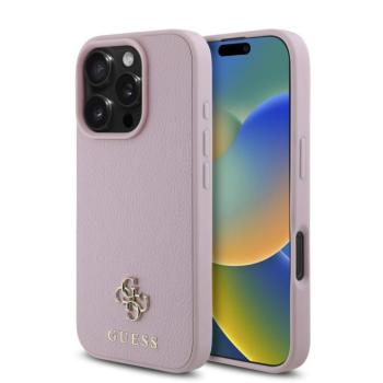 Guess PU Grained 4G Small Metal Logo Apple iPhone 16 Pro Magsafe kompatibilis hátlap tok, rózsaszín kép
