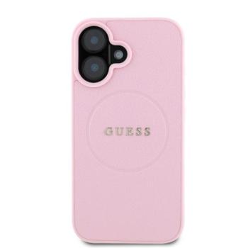 Guess PU Grained Classic Logo Apple iPhone 16 MagSafe kompatibilis hátlap tok, rózsaszín kép