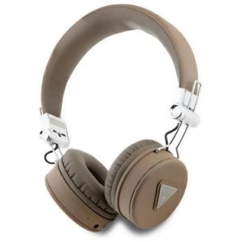 GUESS PU GRAINED TRAINGLE LOGO bluetooth fejhallgató SZTEREO (v5.3, mikrofon, zajszűrő, microSD kártyaolvasó) BARNA kép