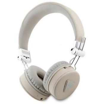 GUESS PU GRAINED TRAINGLE LOGO bluetooth fejhallgató SZTEREO (v5.3, mikrofon, zajszűrő, microSD kártyaolvasó) BÉZS kép