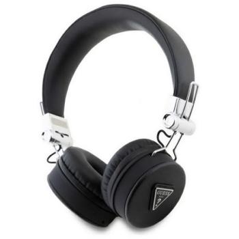 GUESS PU GRAINED TRAINGLE LOGO bluetooth fejhallgató SZTEREO (v5.3, mikrofon, zajszűrő, microSD kártyaolvasó) FEKETE kép