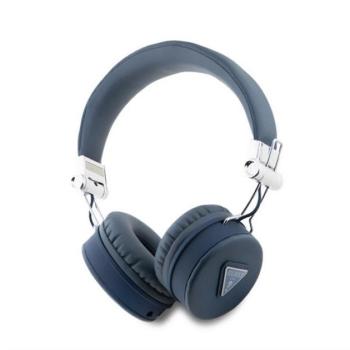GUESS PU GRAINED TRAINGLE LOGO bluetooth fejhallgató SZTEREO (v5.3, mikrofon, zajszűrő, microSD kártyaolvasó) SÖTÉTKÉK kép