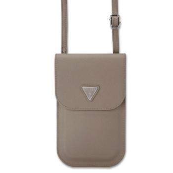 Guess PU Grained Triangle Logo telefon tartó kis táska, barna kép