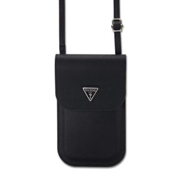 Guess PU Grained Triangle Logo telefon tartó kis táska, fekete kép
