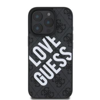 Guess PU Leather 4G Big Love Logo Apple iPhone 16 Pro Max Magsafe kompatibilis hátlap tok, fekete kép
