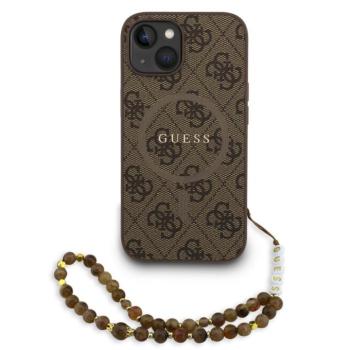 Guess PU Leather 4G Colored Ring Strap Apple iPhone 15 MagSafe tok barna színű karpánttal, barna-arany kép