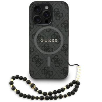 Guess PU Leather 4G Colored Ring Strap Apple iPhone 15 Pro Max MagSafe tok fekete színű karpánttal, fekete kép