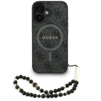 Guess PU Leather 4G Colored Ring Strap Apple iPhone 16 MagSafe tok fekete színű karpánttal, fekete kép