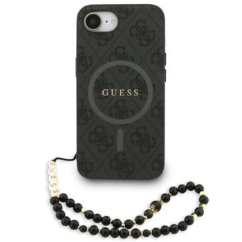 Guess PU Leather 4G Colored Ring Strap Apple iPhone 16e MagSafe tok fekete színű karpánttal, fekete-arany kép