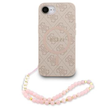 Guess PU Leather 4G Colored Ring Strap Apple iPhone 16e MagSafe tok korall színű karpánttal, rózsaszín-arany kép