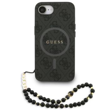 Guess PU Leather 4G Colored Ring Strap Apple iPhone 17e / iPhone 16e MagSafe tok fekete színű karpánttal, fekete-arany kép