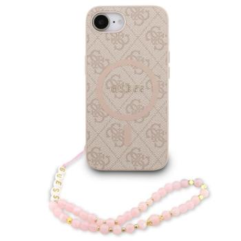 Guess PU Leather 4G Colored Ring Strap Apple iPhone 17e / iPhone 16e MagSafe tok korall színű karpánttal, rózsaszín-arany kép