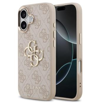 Guess PU Leather 4G Metal Logo Gold Frame Apple iPhone 17 MagSafe hátlap tok, rózsaszín kép