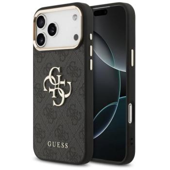 Guess PU Leather 4G Metal Logo Gold Frame Apple iPhone 17 Pro Max MagSafe hátlap tok, fekete kép