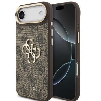 Guess PU Leather 4G Metal Logo Gold Frame Apple iPhone Air (2025) hátlap tok, barna kép