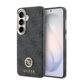 Guess PU Leather 4G Strass Logo Gold Frame Samsung Galaxy S26 mágneses tok, MagSafe, fekete-arany kép