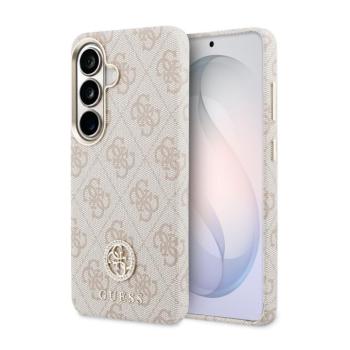 Guess PU Leather 4G Strass Logo Gold Frame Samsung Galaxy S26 mágneses tok, rózsaszín kép