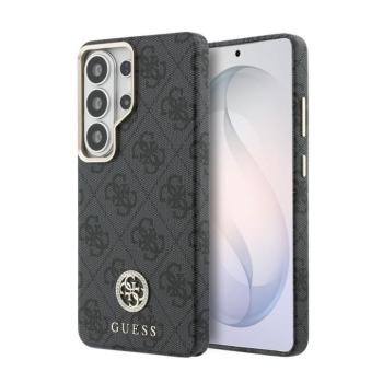 Guess PU Leather 4G Strass Logo Gold Frame Samsung Galaxy S26 Ultra mágneses tok, MagSafe, fekete-arany kép