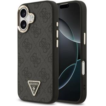 Guess PU Leather 4G Triangle Logo Gold Frame Apple iPhone 17 MagSafe hátlap tok, fekete kép